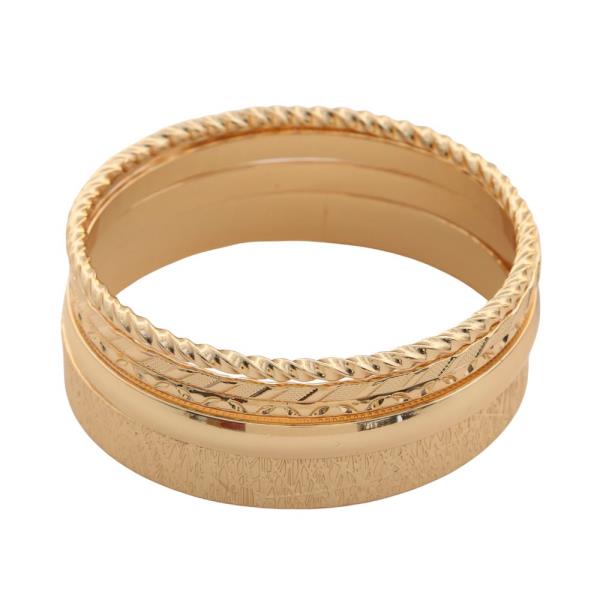 TEXTURED BANGLE METAL BRACELET SET