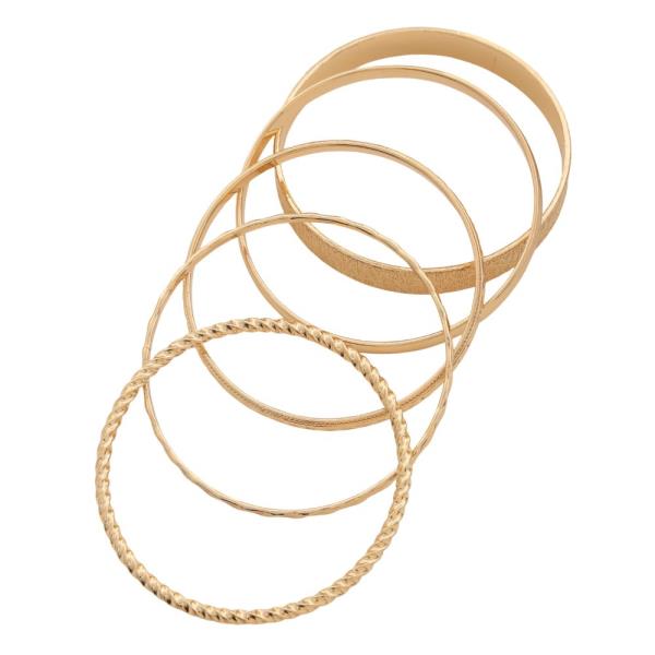 TEXTURED BANGLE METAL BRACELET SET