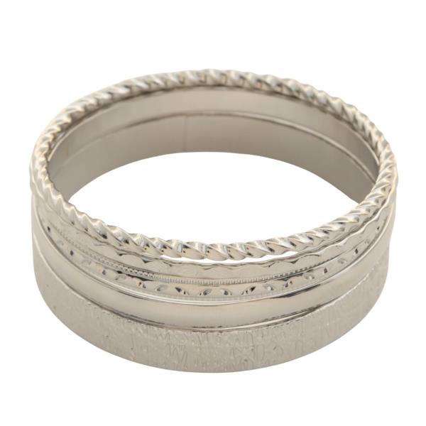 TEXTURED BANGLE METAL BRACELET SET
