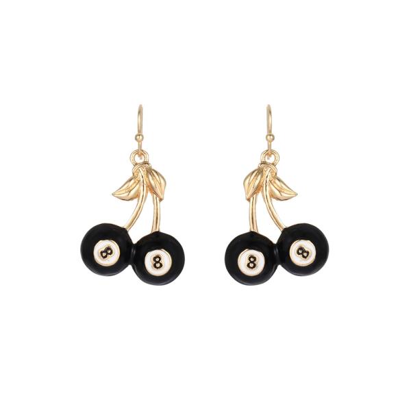 EIGHT BALL CHERRY DANGLE EARRING