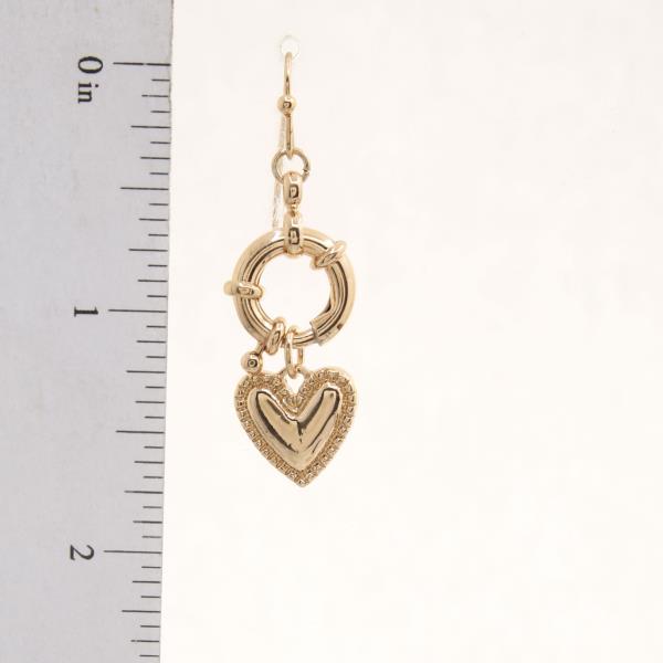 HEART CHARM ROUND METAL DANGLE EARRING