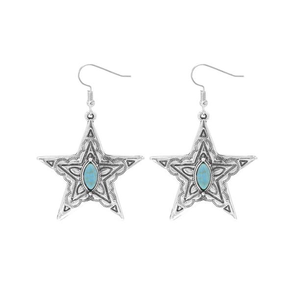 WESTERN STAR TURQUOISE BEAD METAL EARRING