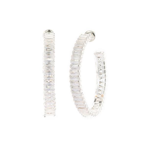CRYSTAL EDGE HOOP METAL EARRING