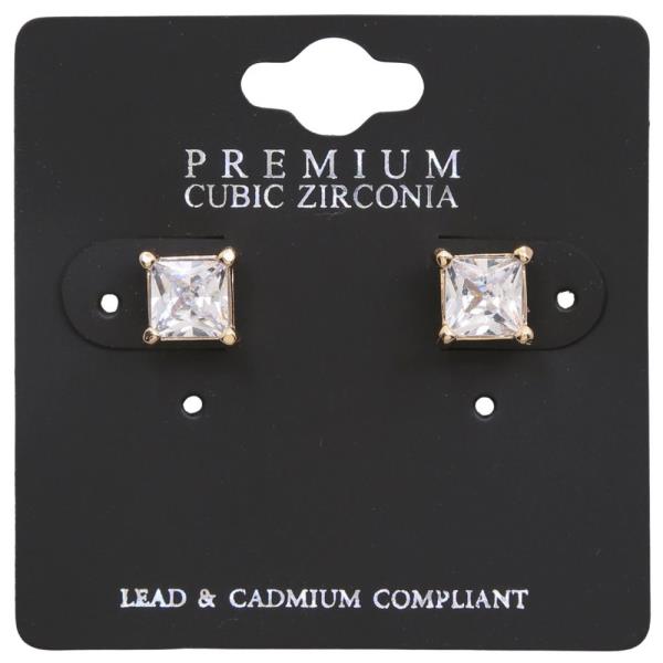 SQUARE CZ STUD EARRING