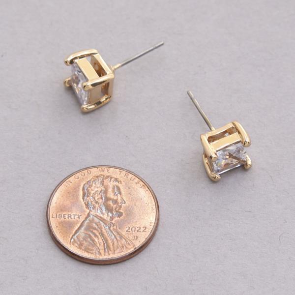SQUARE CZ STUD EARRING