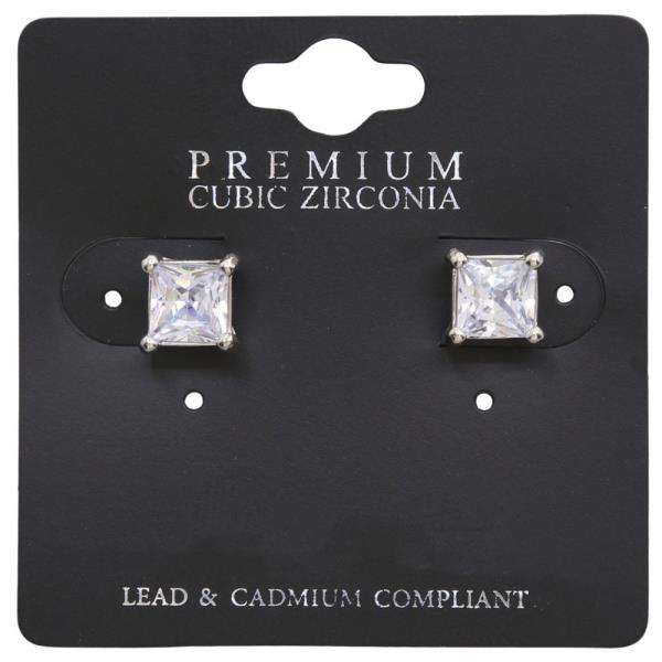 SQUARE CZ STUD EARRING