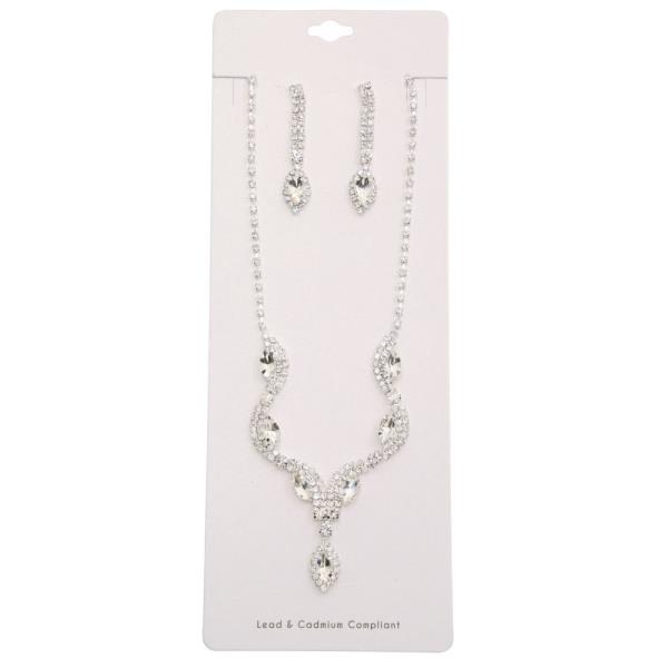 MARQUISE STONE WAVY RHINESTONE NECKLACE