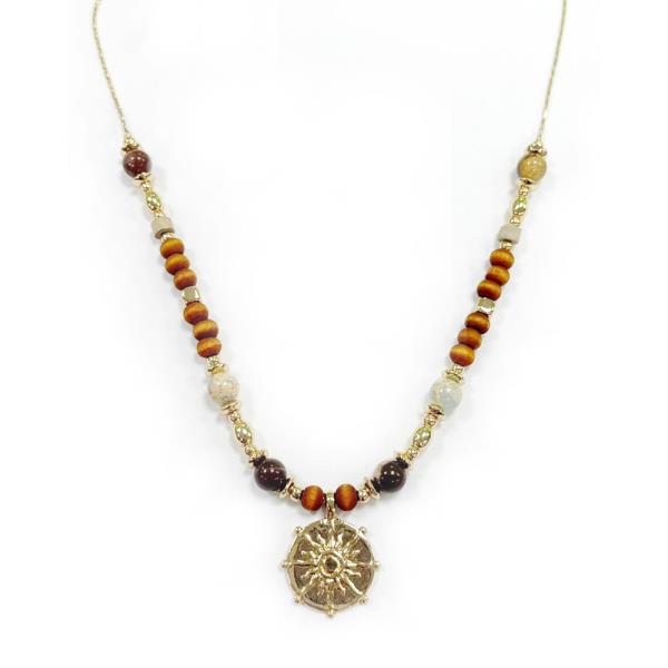 MEDALLION PENDANT BEADED NECKLACE
