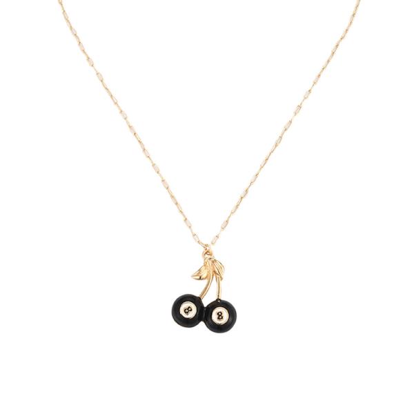EIGHT BALL CHERRY PENDANT NECKLACE