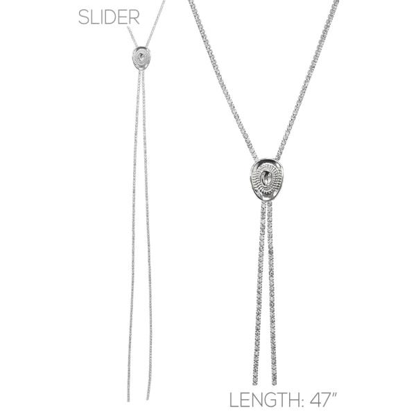 COWBOY HAT CHARM RHINESTONE Y SHAPE NECKLACE