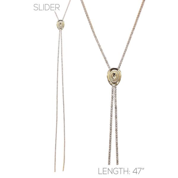 COWBOY HAT CHARM RHINESTONE Y SHAPE NECKLACE