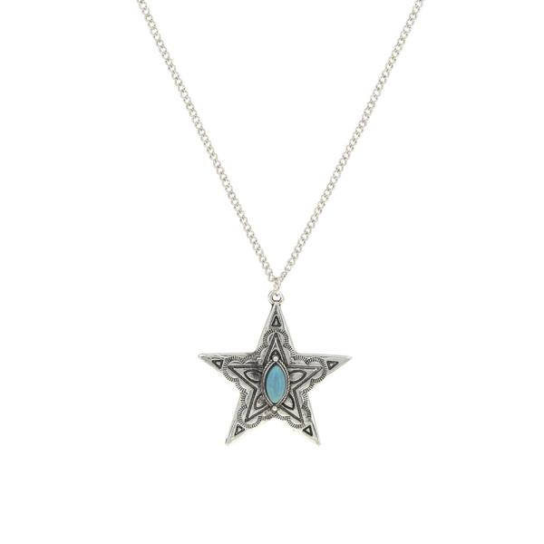 WESTERN STYLE STAR PENDANT TURQUOISE BEAD NECKLACE