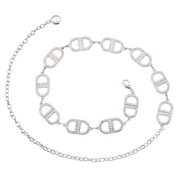 RHINESTONE D-SHAPED CHAIN LINKS CHAIN BELT