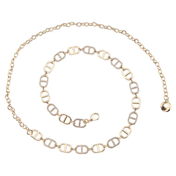 RHINESTONE D-SHAPED CHAIN LINKS CHAIN BELT