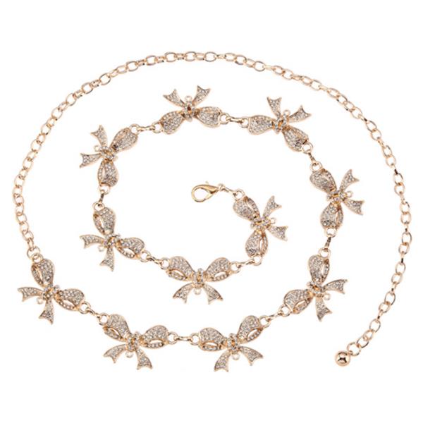 RHINESTONE RIBBON CHAIN BELT