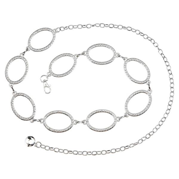 RHINESTONE OVAL CHAIN BELT