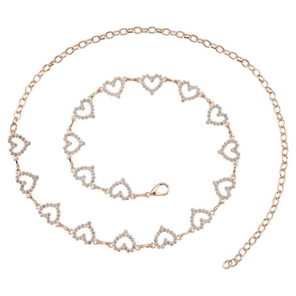 RHINESTONE HEART CHAIN BELT