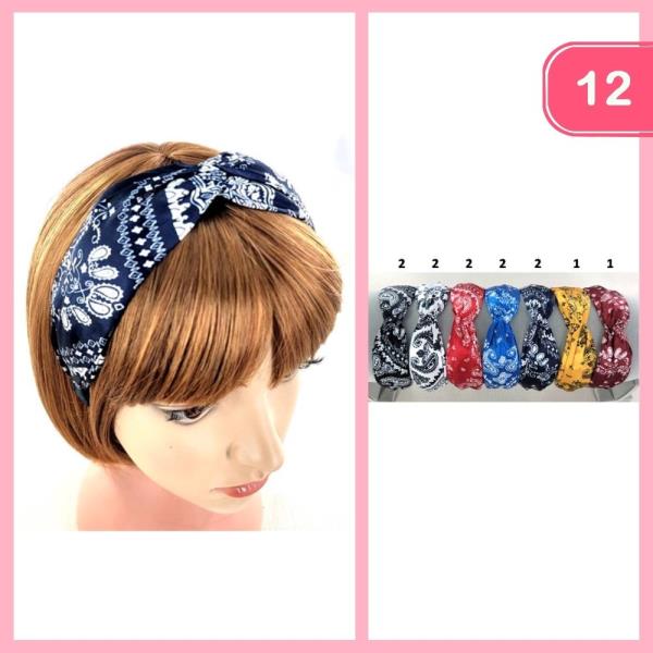 BANDANA KNOTTED HEADBAND (12 UNITS)