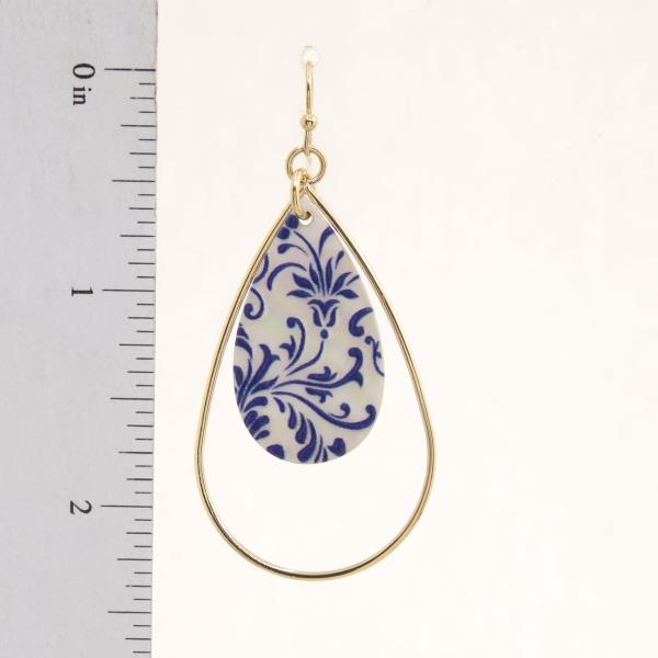 CERAMIC PATTERN TEARDROP DANGLE EARRING