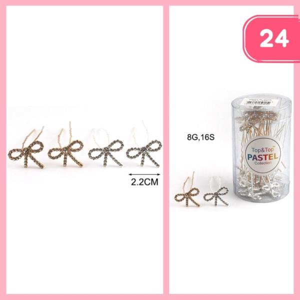 RHINESTONE BOW BRIDAL HAIR PINS (12 UNITS)