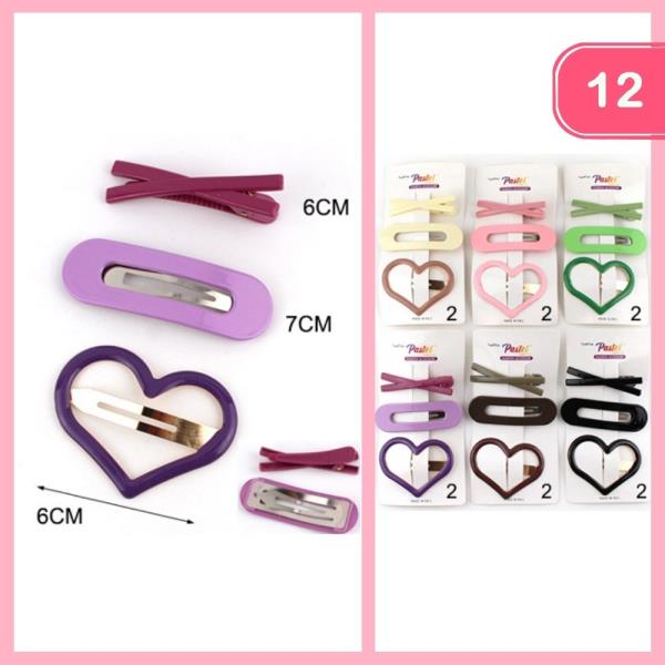 SNAP HEART HAIR PIN SET (12 UNITS)
