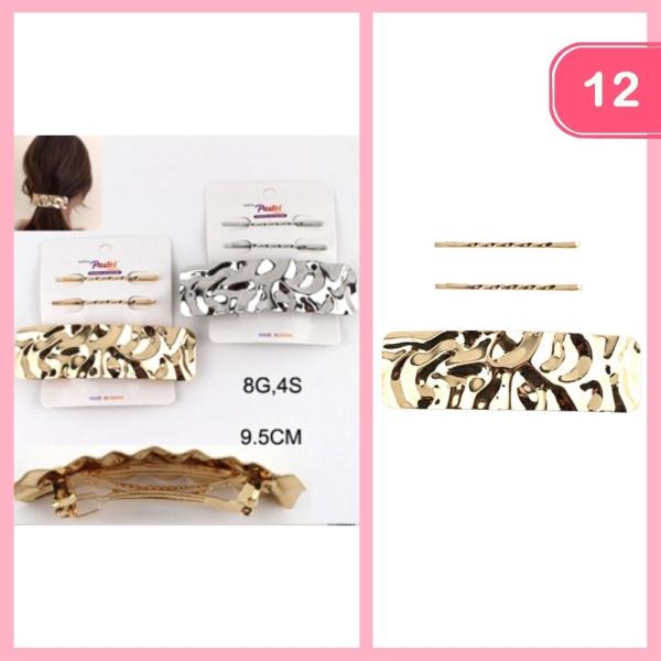 TEXTURED BARRTTE HAIR PIN BOBBY PIN SET (12 UNITS)