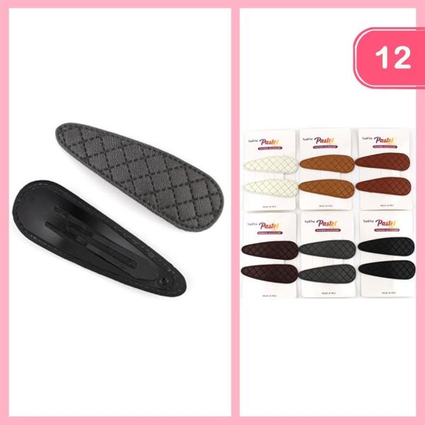 LEATHER SNAP HAIR PIN (12 UNITS)