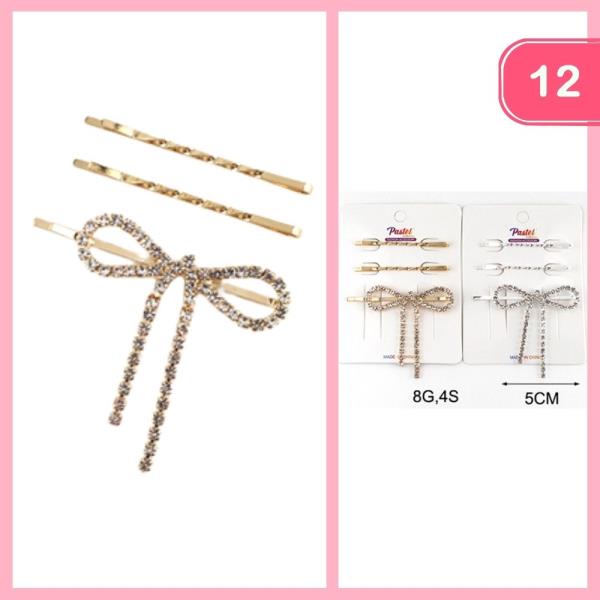 RHINESTONE BOW HAIR PIN (12 UNITS)