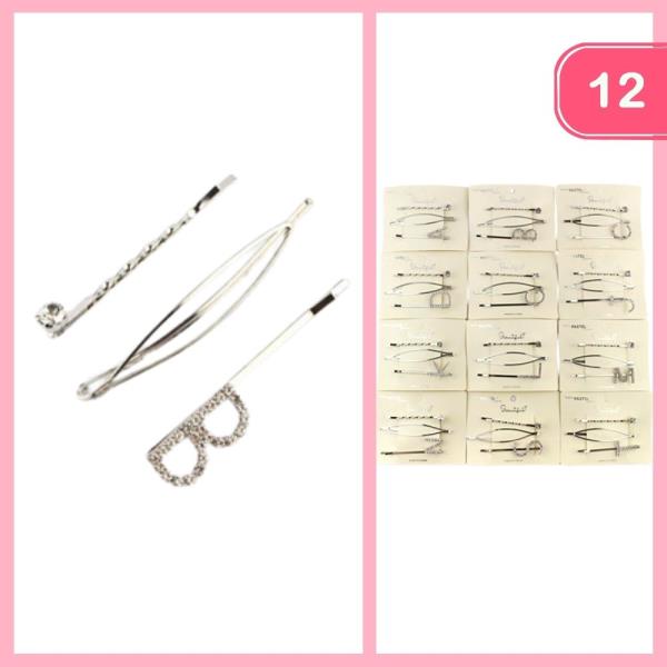 INITIAL MIXED HAIR PINS (12 UNITS)