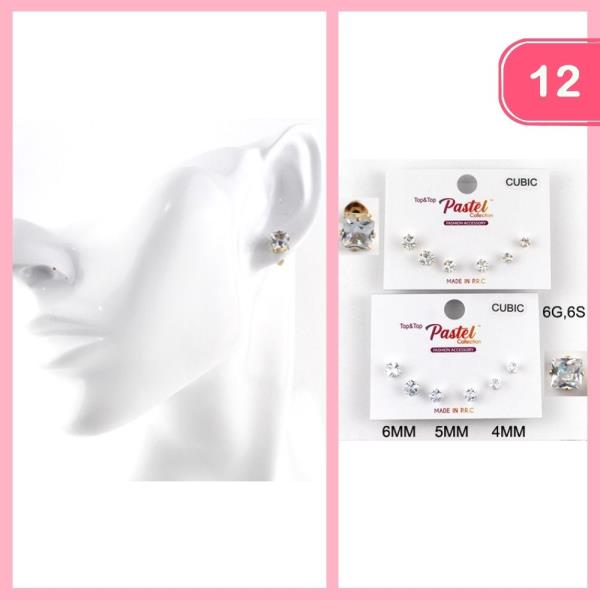 CUBIC POST EARRING (12 UNITS)