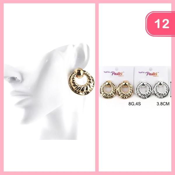 TEXTURED METAL HOOP EARRINGS (12 UNITS)