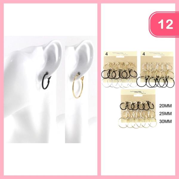 METAL HOOP EARRINGS (12 UNITS)