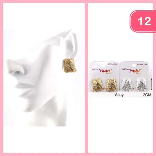 METAL TEXTURED POST EARRING (12 UNITS)