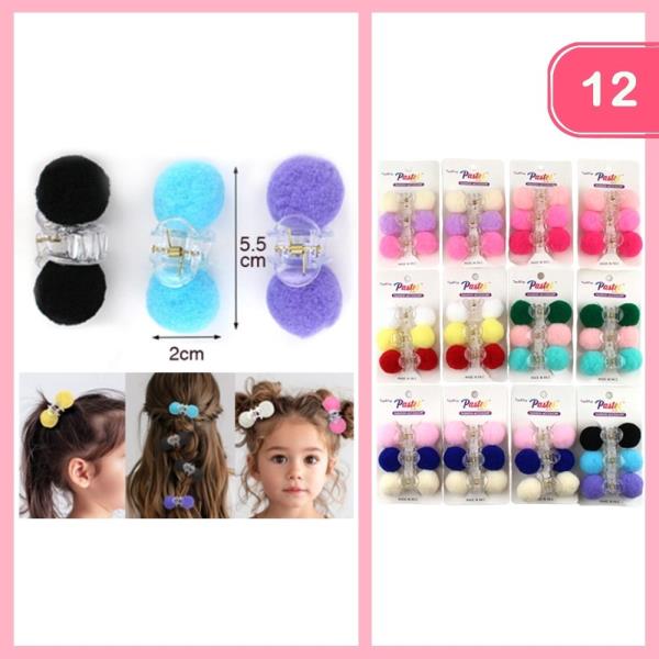 POM POM MINI HAIR CLAW CLIP (12 UNITS)