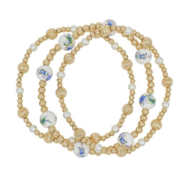 CERAMIC PEARL BEAD STRETCH BRACELET