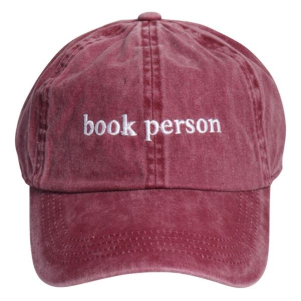 BOOK PERSON EMB WASHED BASEBALL CAP