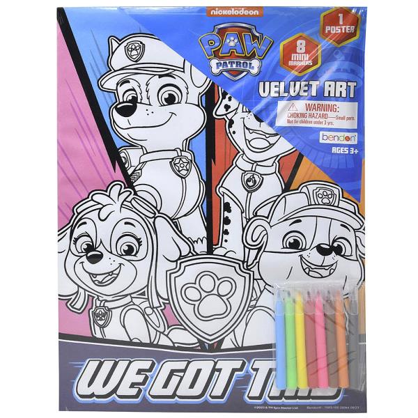 PAW PATROL MEDIUM VELVET ART POSTER W MARKERS