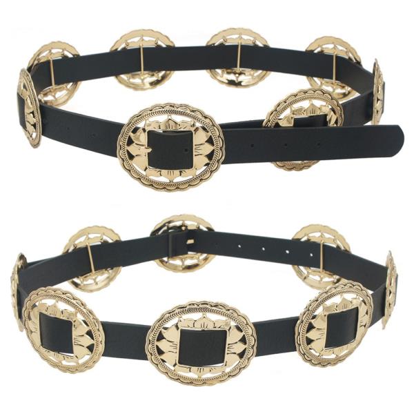 PLUS SIZE SUNFLOWER CONCHO LINK WASHED STRAP BELT