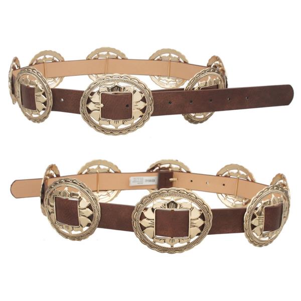 PLUS SIZE SUNFLOWER CONCHO LINK WASHED STRAP BELT