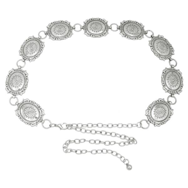 PLUS SIZE SOUTH WESTERN FLORETTE CONCHO CHAIN BELT