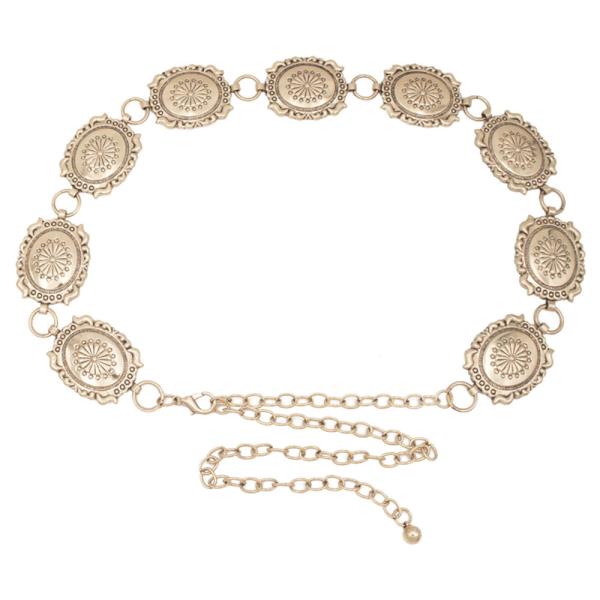 PLUS SIZE SOUTH WESTERN FLORETTE CONCHO CHAIN BELT