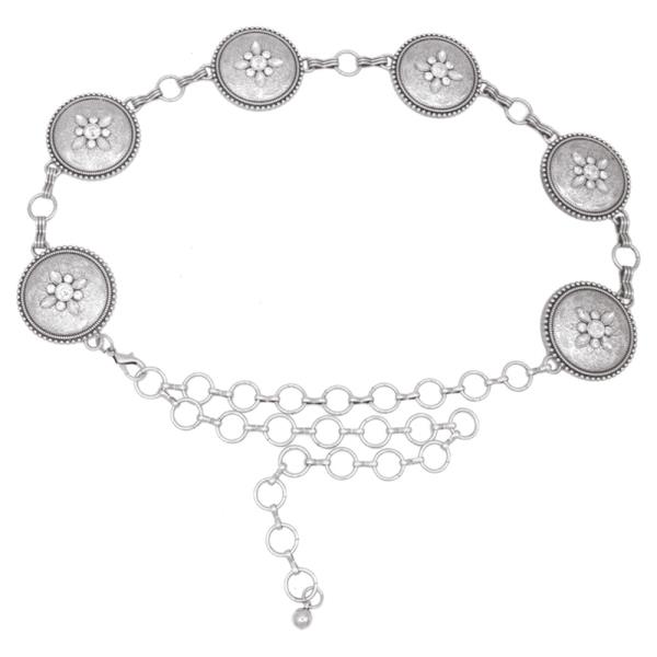 SW SWIRL EMBOSSED RS CIRCLE CONCHO CHAIN BELT