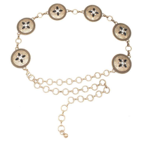 SW SWIRL EMBOSSED RS CIRCLE CONCHO CHAIN BELT