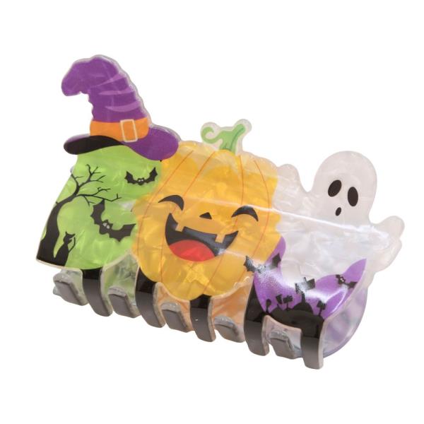 ACETATE PUMPKIN GHOST CLAW HAIR CLIP