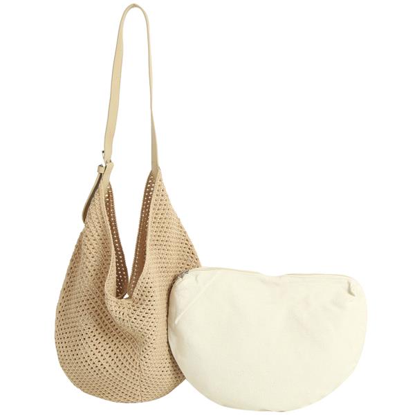 2IN1 STYLISH VENTED NET DESIGN HOBO SHOULDER BAG W POUCH
