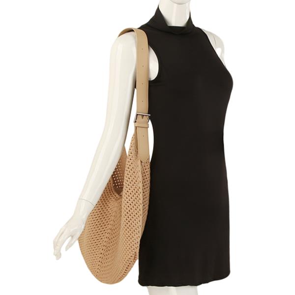 2IN1 STYLISH VENTED NET DESIGN HOBO SHOULDER BAG W POUCH