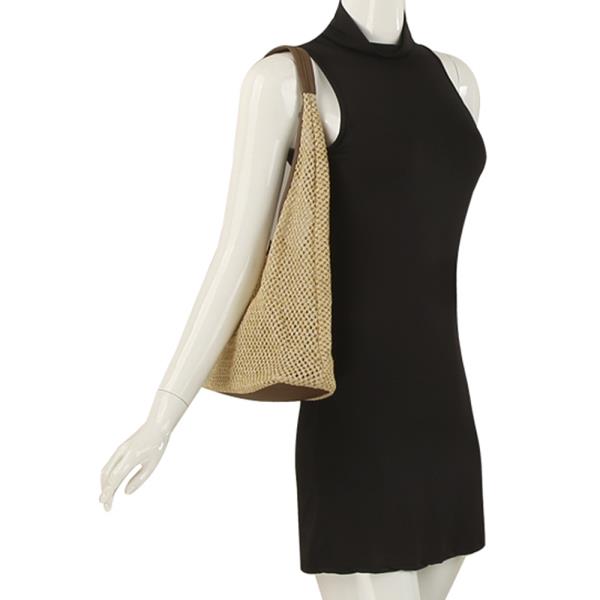 3IN1 VENTED NET DESIGN SHOULDER HOBO BAG W POUCH SET
