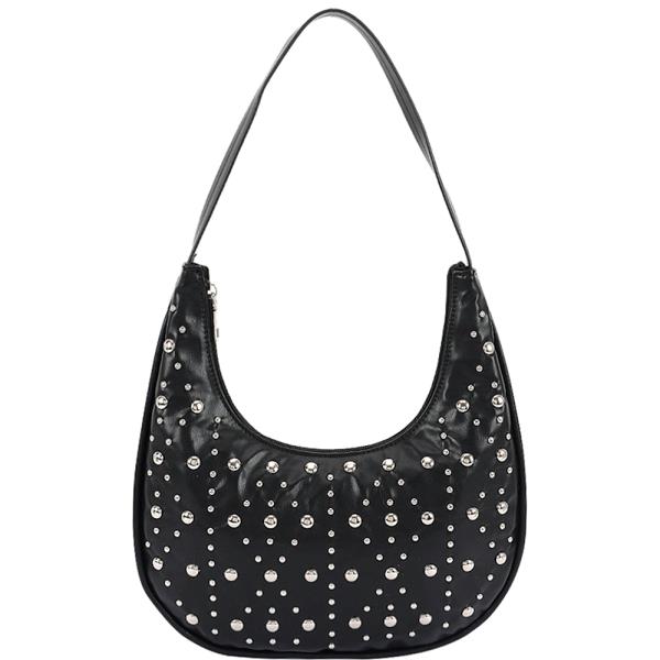 STUD CURVE SHOULDER HOBO BAG