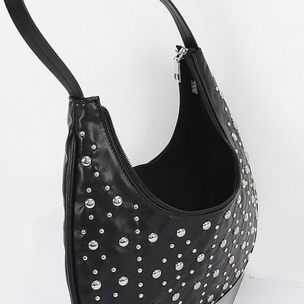 STUD CURVE SHOULDER HOBO BAG