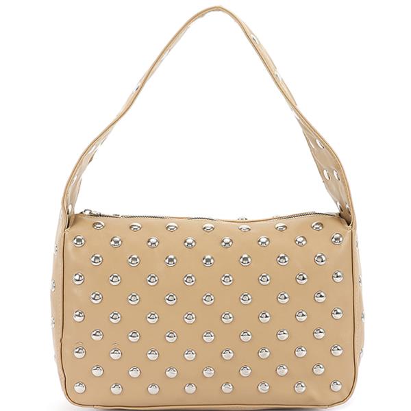 METAL STUDDED HOBO BAG